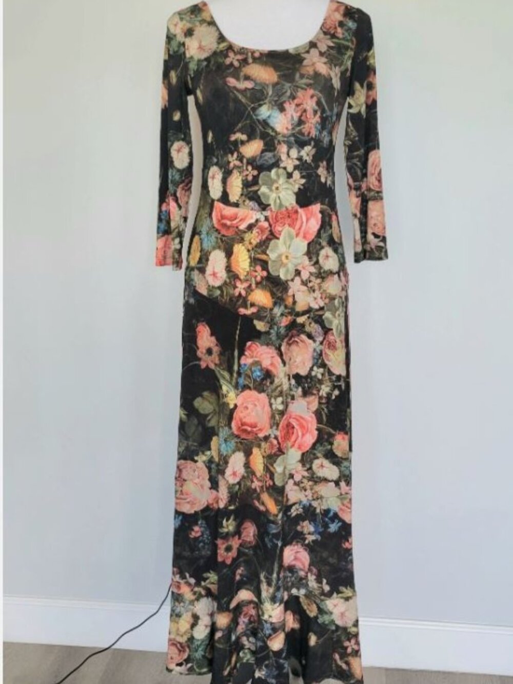 NWT PERUVIAN CONNECTION $389 Still Life Dress Scoop Neck 3/4 Sleeve Maxi Small - Picture 4 of 13